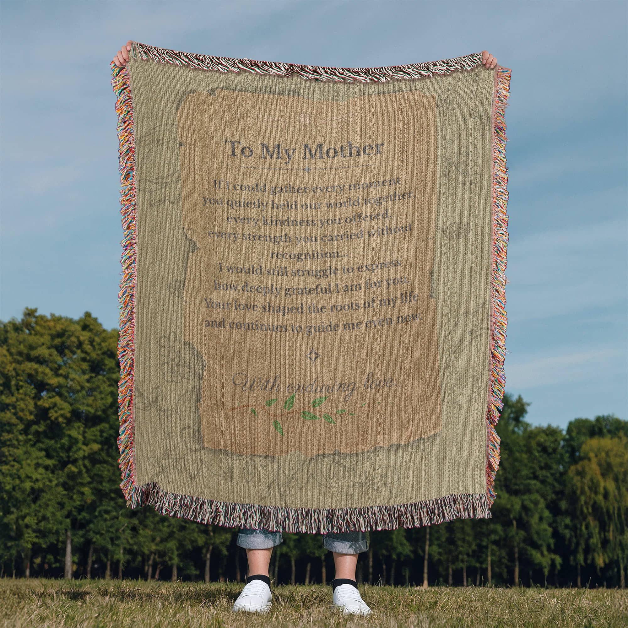 To My Mother Blanket – Legacy Letter Woven Throw | Sentimental Gift for Mom | Vintage Keepsake Blanket