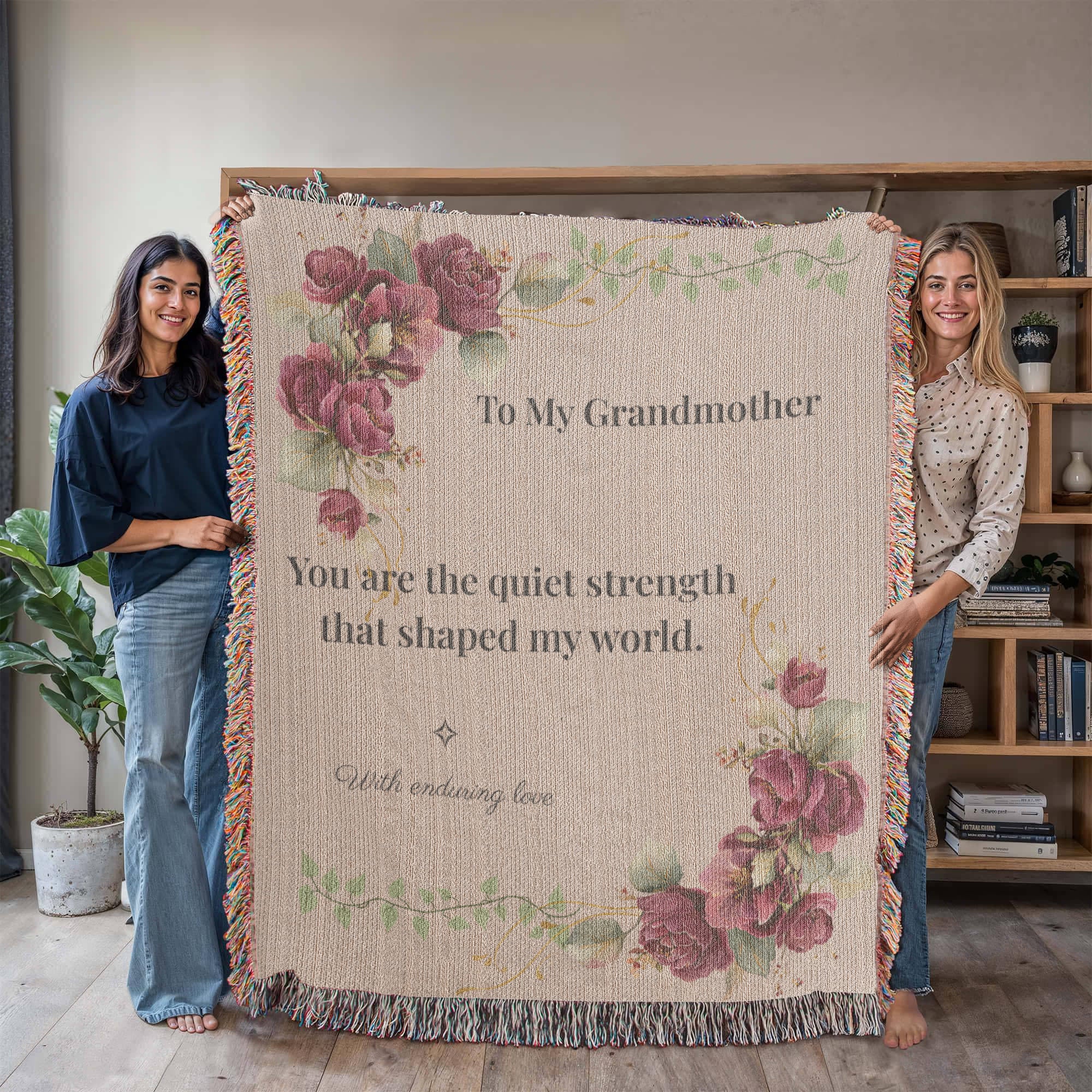 For My Grandmother – Quiet Strength Woven Blanket | Vintage Floral Heirloom Throw