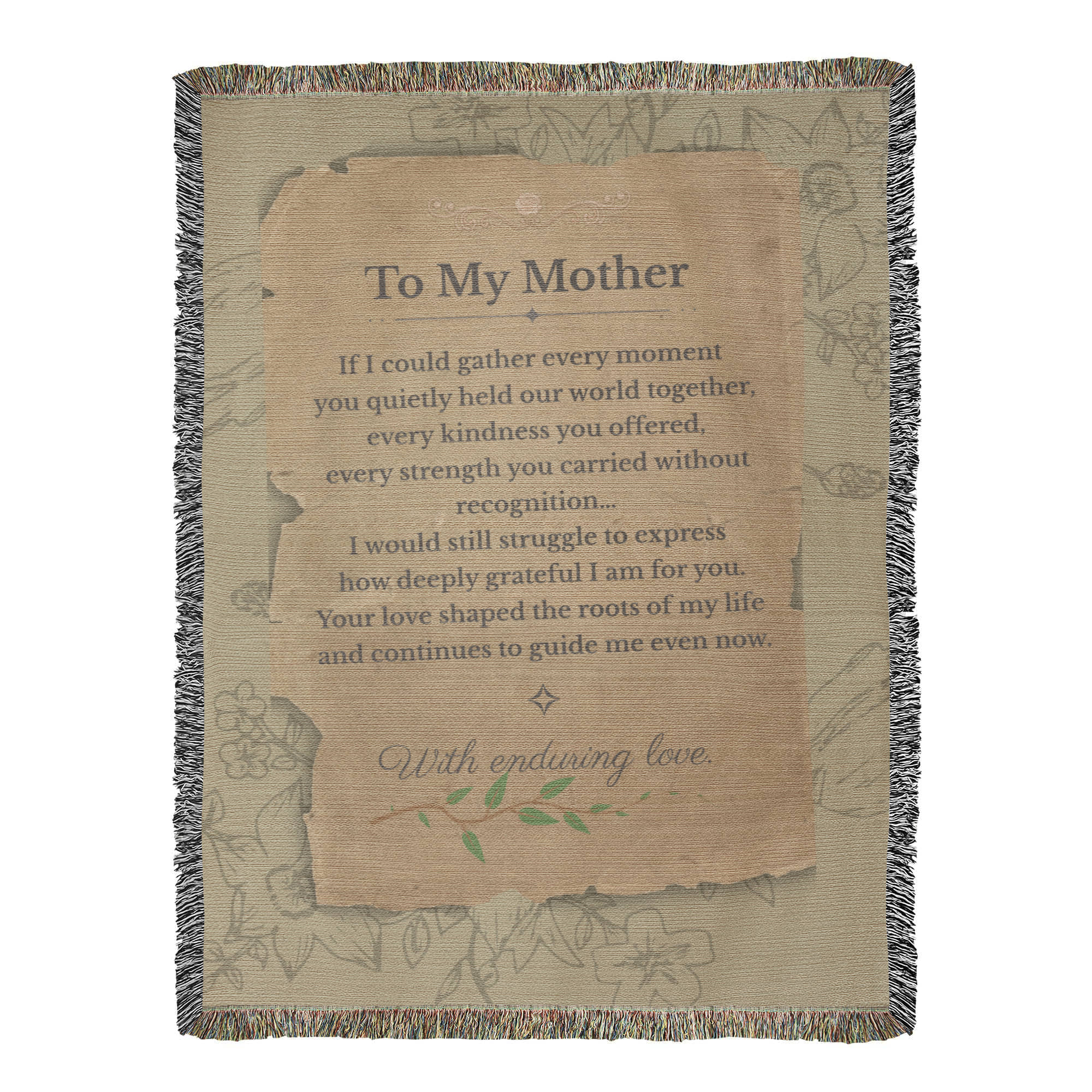 To My Mother Blanket – Legacy Letter Woven Throw | Sentimental Gift for Mom | Vintage Keepsake Blanket