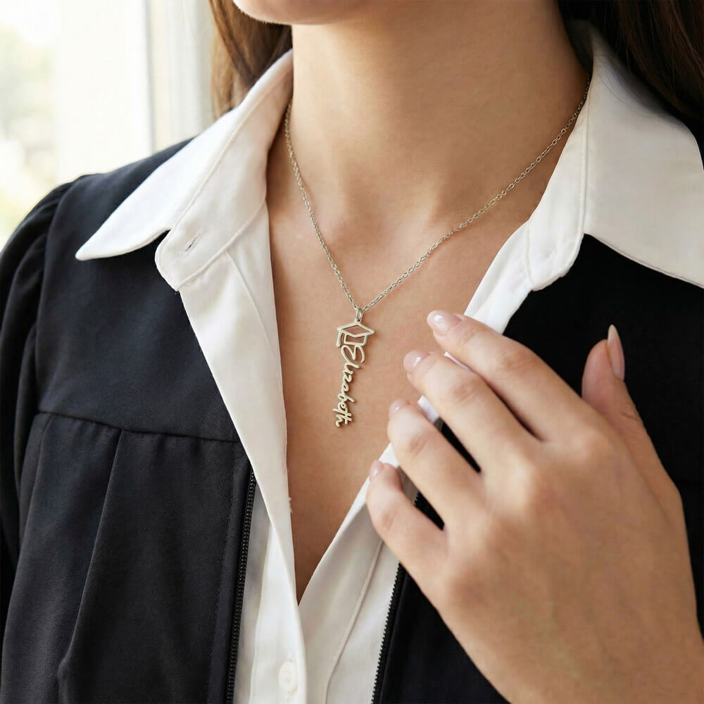 Personalized Script Graduation Name Necklace for Her — Custom Class of 2025 Custom Graduate Gift