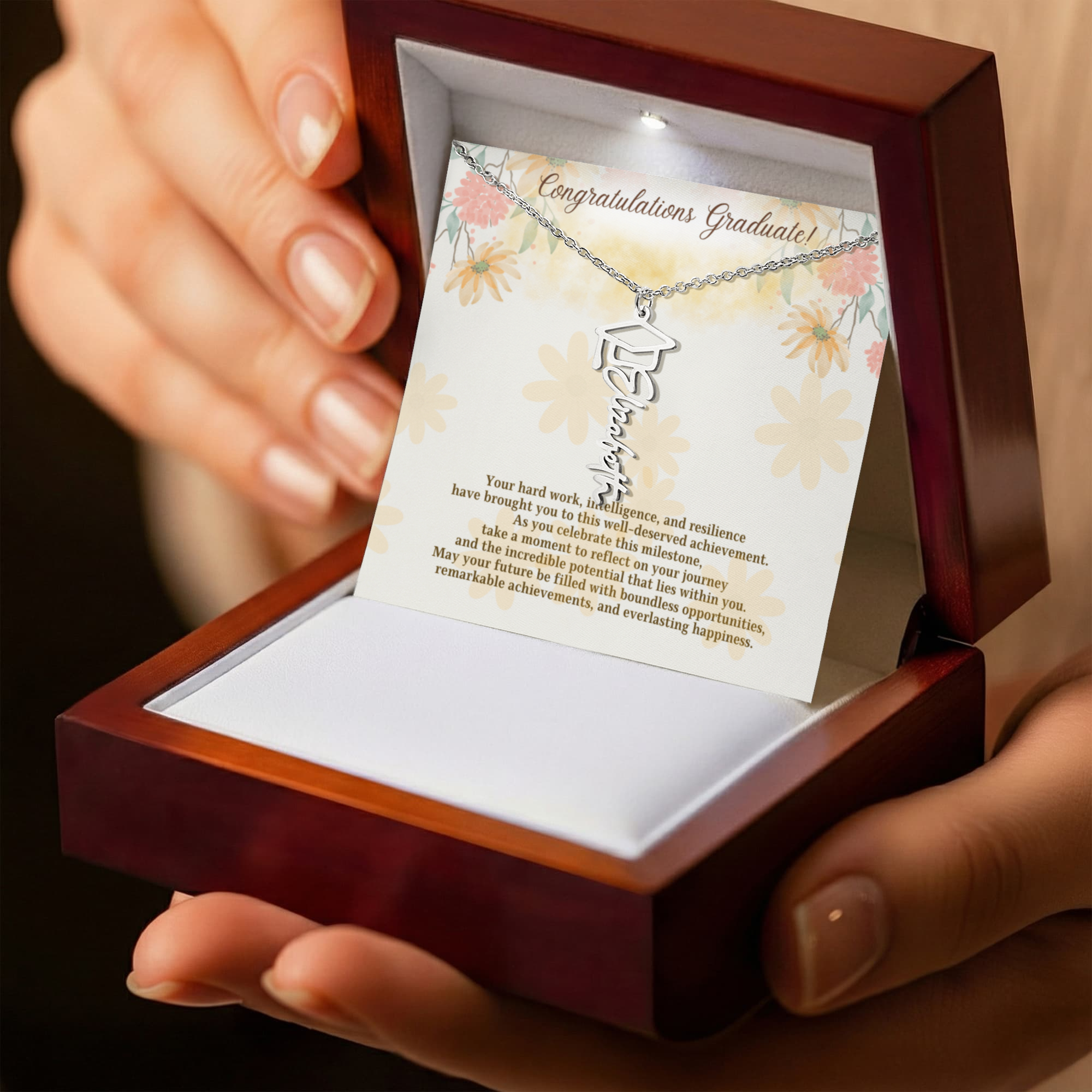 Personalized Script Graduation Name Necklace for Her — Custom Class of 2025 Custom Graduate Gift