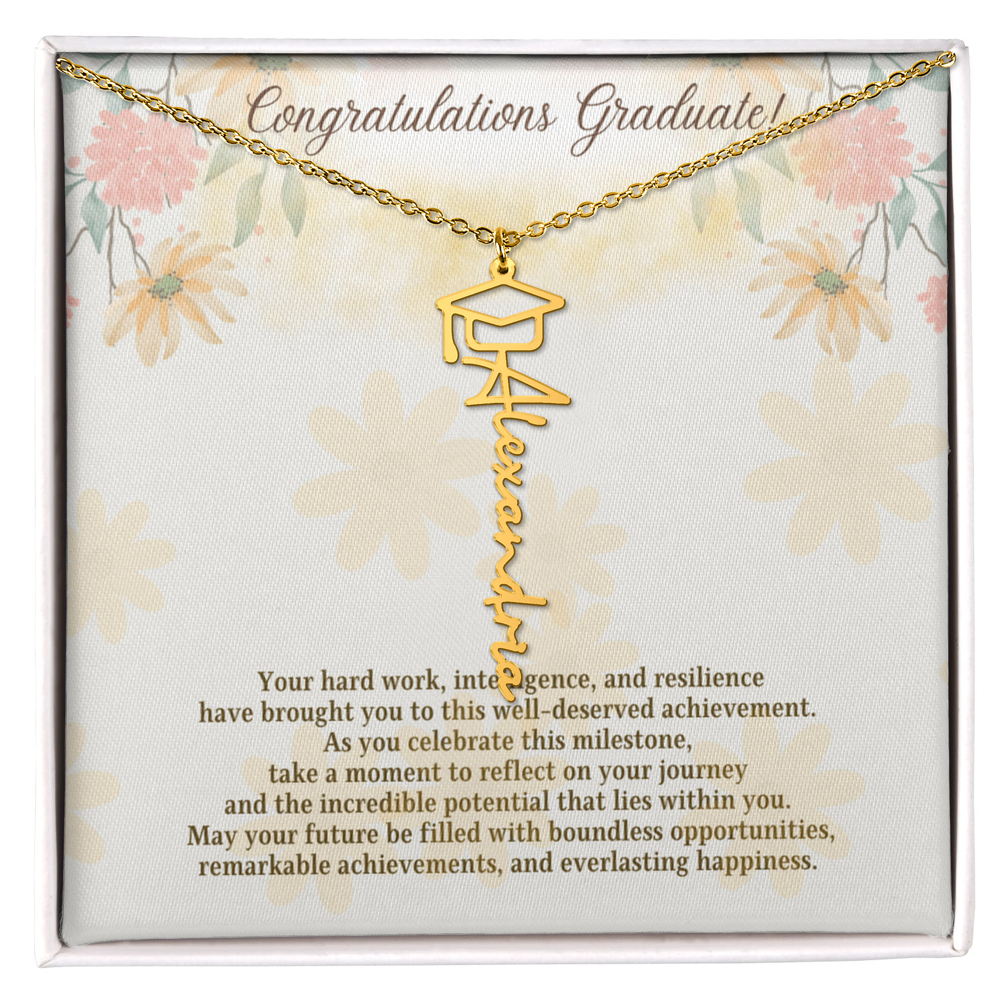 Personalized Script Graduation Name Necklace for Her — Custom Class of 2025 Custom Graduate Gift