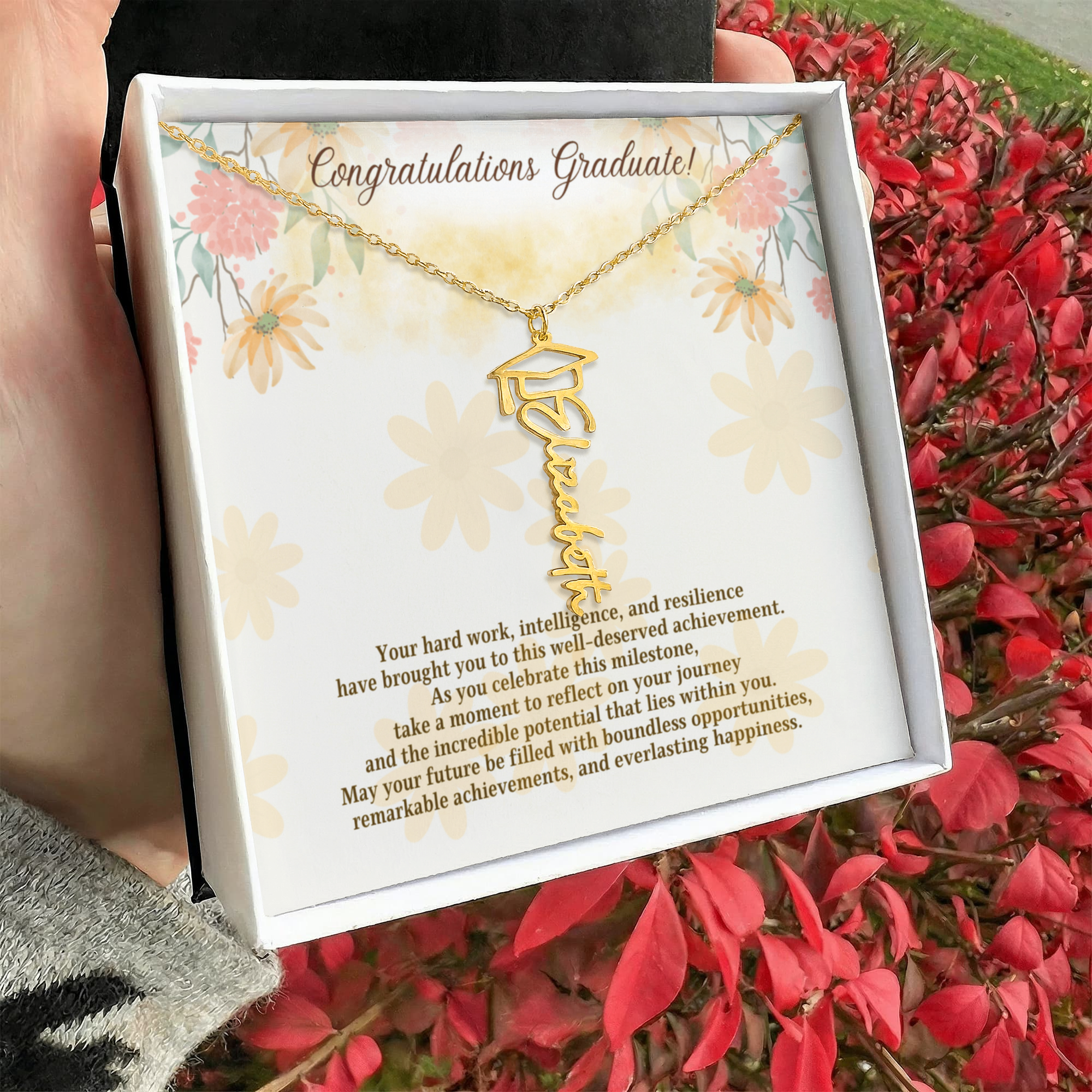 Personalized Script Graduation Name Necklace for Her — Custom Class of 2025 Custom Graduate Gift