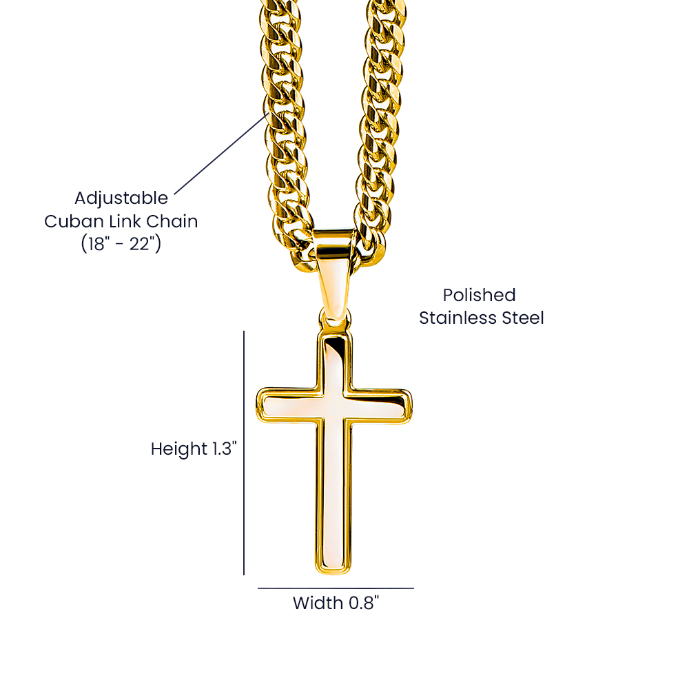 To My Son Artisan Cross Cuban Link Chain – Faith-Based Gift for Son – Inspirational Christian Necklace from Mom or Dad